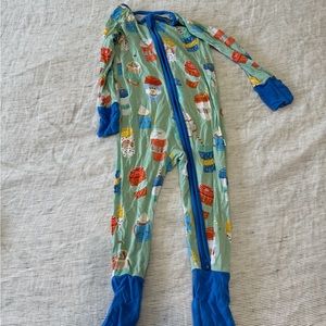 Little Sleepies I Love You a Latte zippy in aqua, size 6-12m